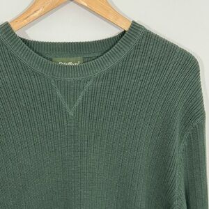 Eddie Bauer 100% Cotton Crewneck Sweater Mens XL Tall Army Green Preppy NWT